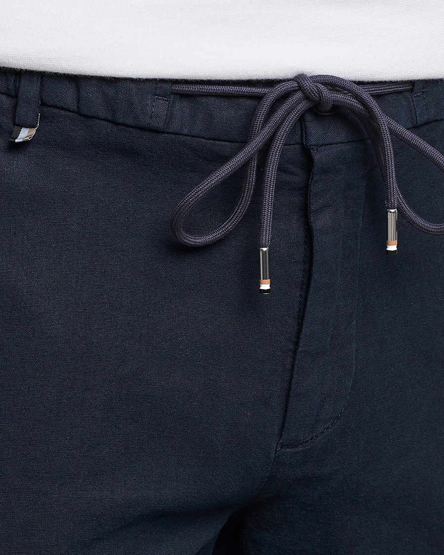 Herre | Bukser | BOSS BLACK | Kane Cotton/Linen Drawstring Trousers Dark Blue