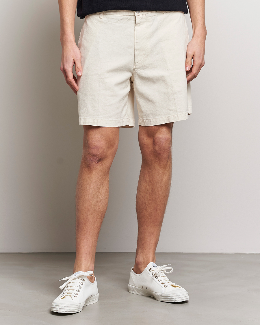 Herre |  | BOSS BLACK | Karlos Cotton/Linen Shorts Open White