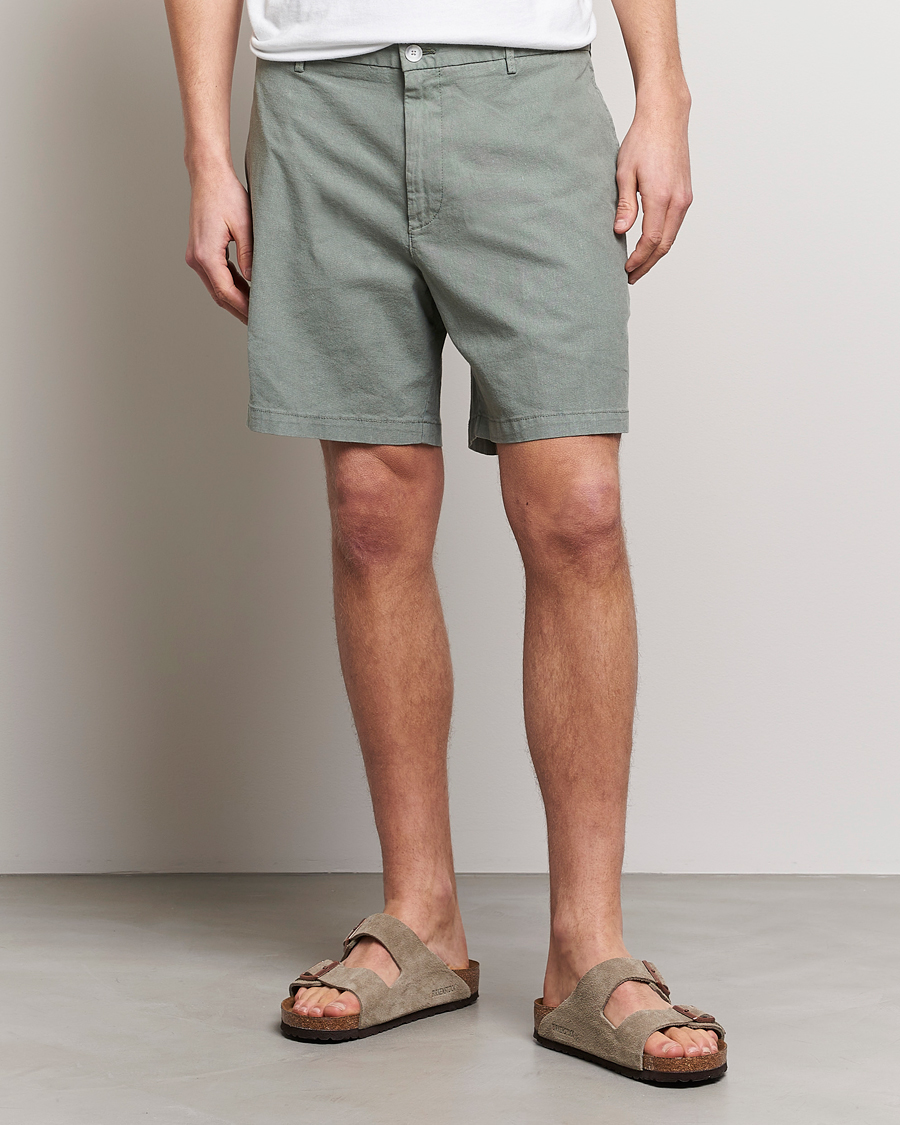 Herre | Shorts | BOSS BLACK | Karlos Cotton/Linen Shorts Open Green