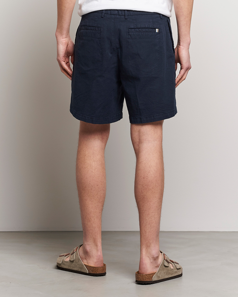 Herre | Shorts | BOSS BLACK | Karlos Cotton/Linen Shorts Dark Blue