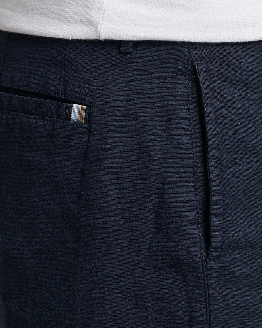 Herre | Shorts | BOSS BLACK | Karlos Cotton/Linen Shorts Dark Blue
