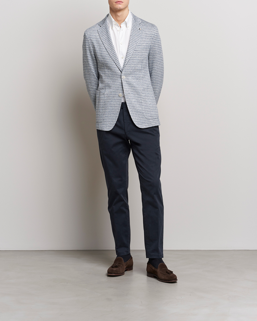 Herre | Dressjakker | BOSS BLACK | Hanry Linen/Cotton Structured Blazer Open Blue