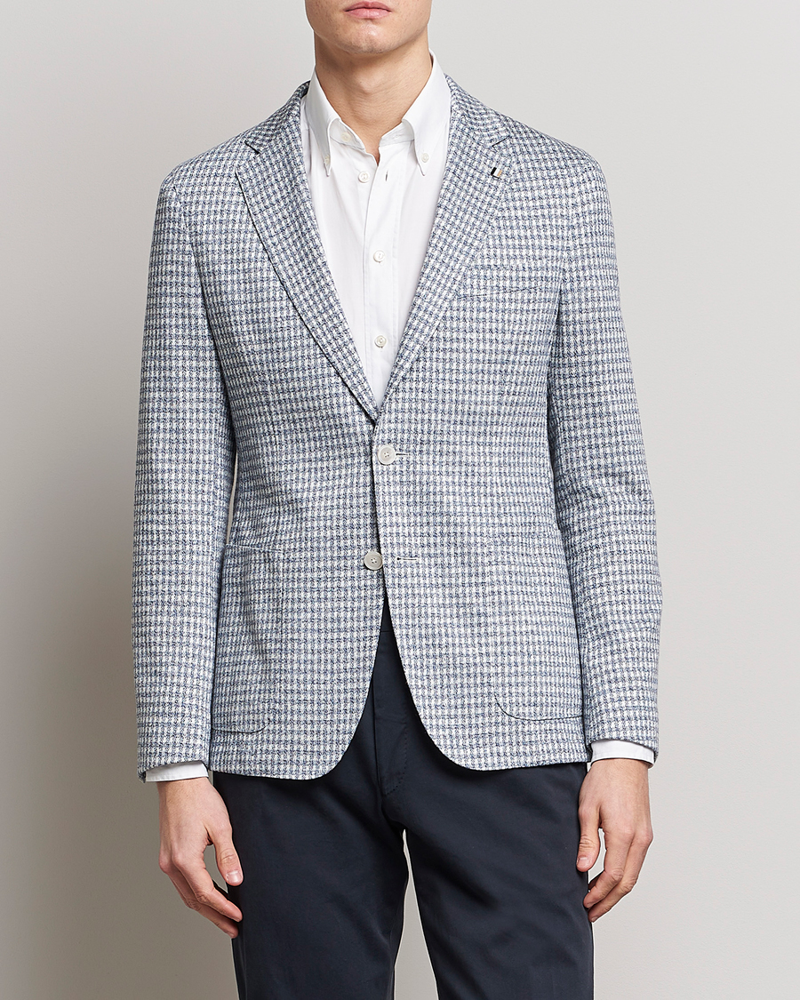 Herre | Dressjakker | BOSS BLACK | Hanry Linen/Cotton Structured Blazer Open Blue