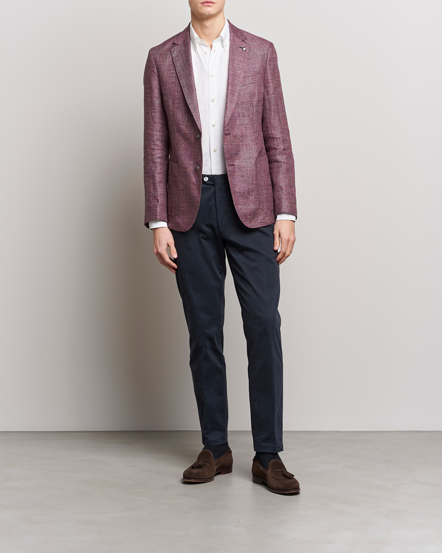 Herre | Dressjakker | BOSS BLACK | Hanry Linen/Wool Blazer Dark Red