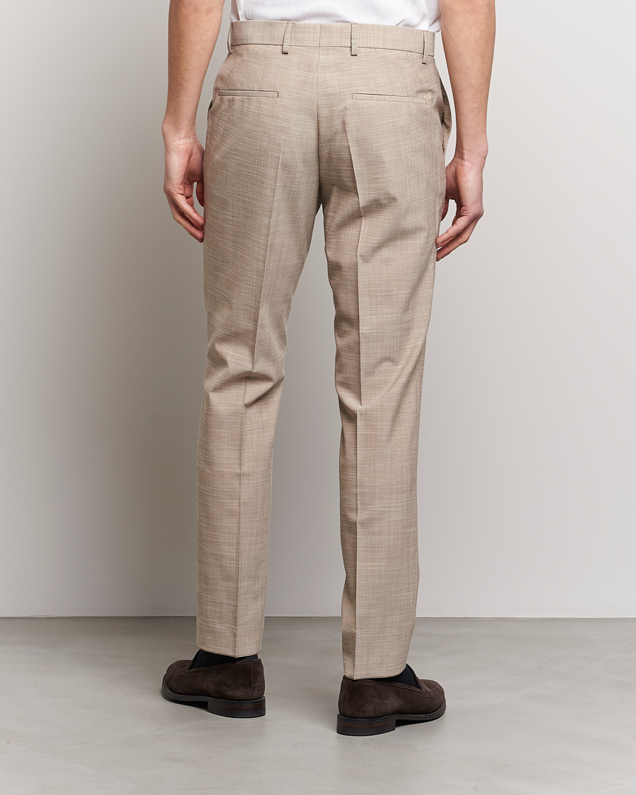 Herre | Bukser | BOSS BLACK | Genius Wool/Cotton Pleated Trousers Light Beige