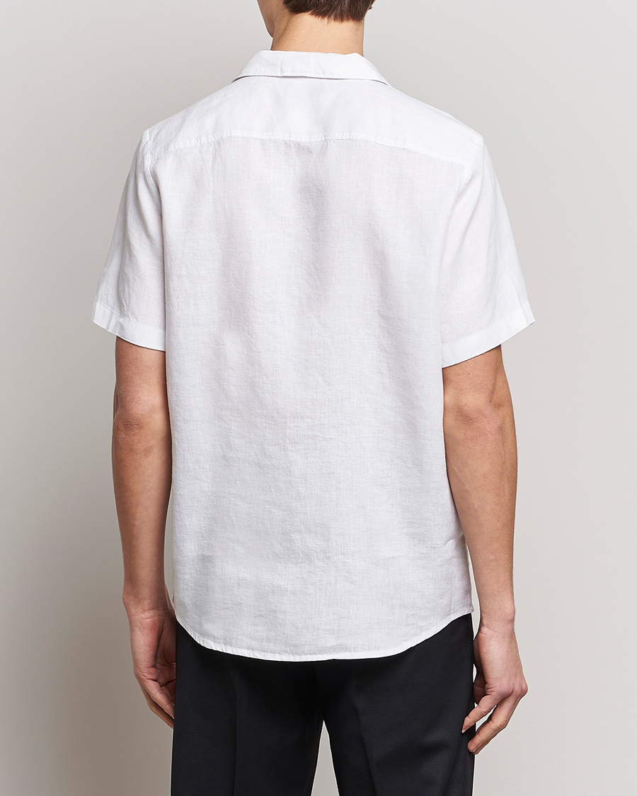 Herre | Skjorter | HUGO | Ellino Short Sleeve Linen Shirt Open White