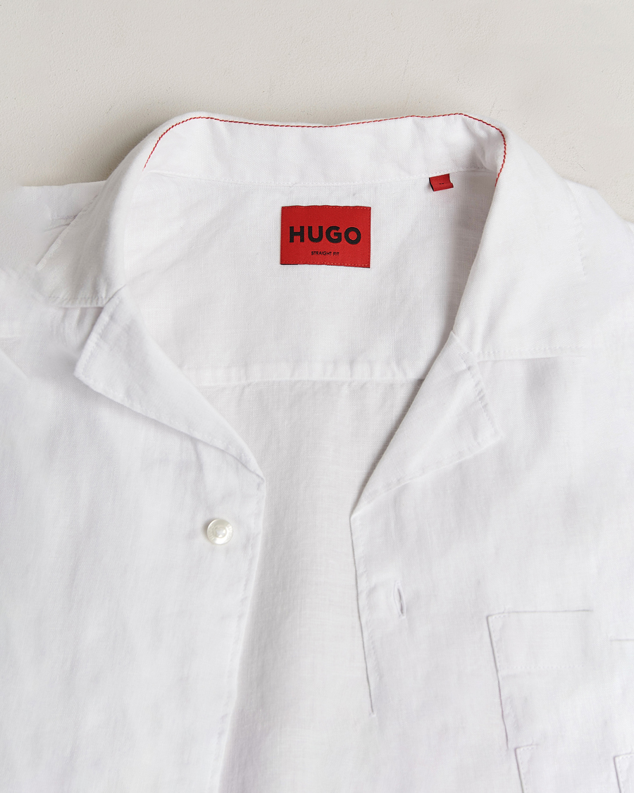 Herre | Skjorter | HUGO | Ellino Short Sleeve Linen Shirt Open White