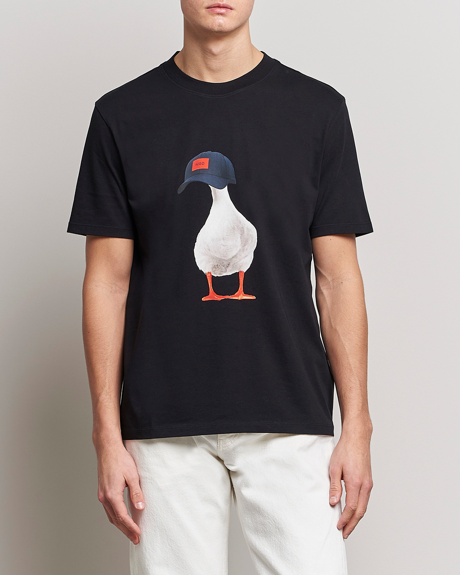 Herre |  | HUGO | Ducky Printed Crew Neck T-Shirt Black