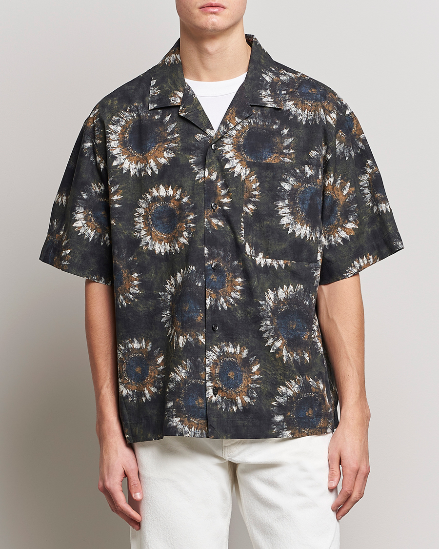 Herre | Kortermede skjorter | HUGO | Egeeno Printed Resort Collar Short Sleeve Shirt Green