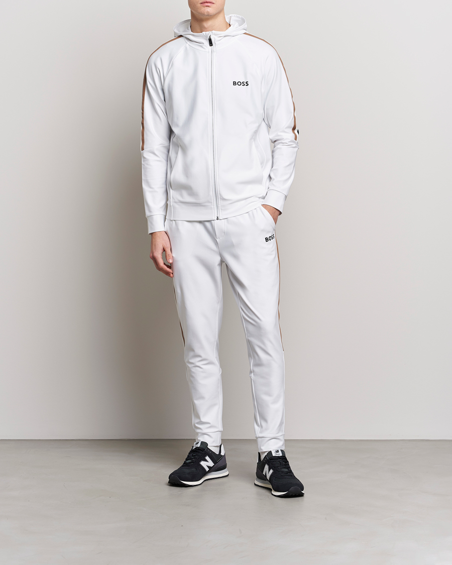 Herre | Gensere | BOSS GREEN | Sicon Performance Full-Zip Hoodie White