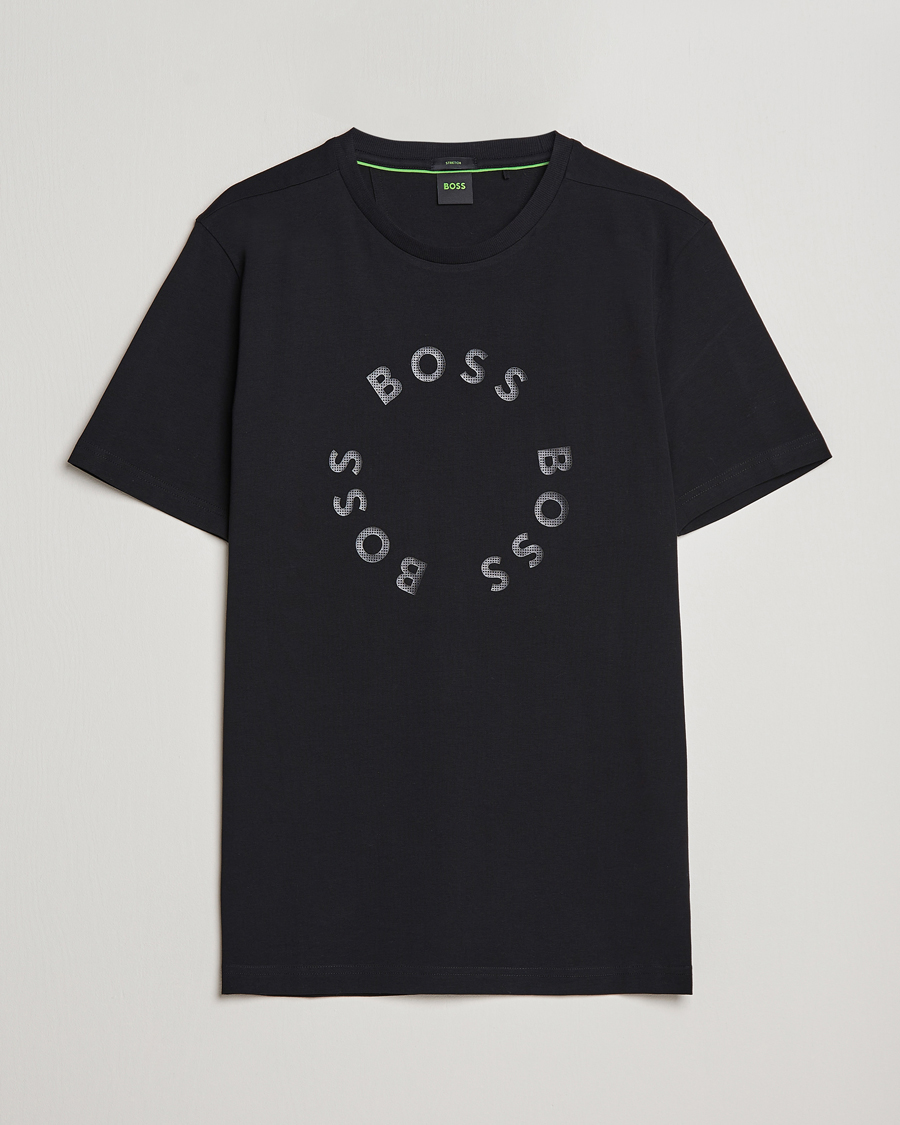 Herre | T-Shirts | BOSS GREEN | Circle Logo Crew Neck T-Shirt Black
