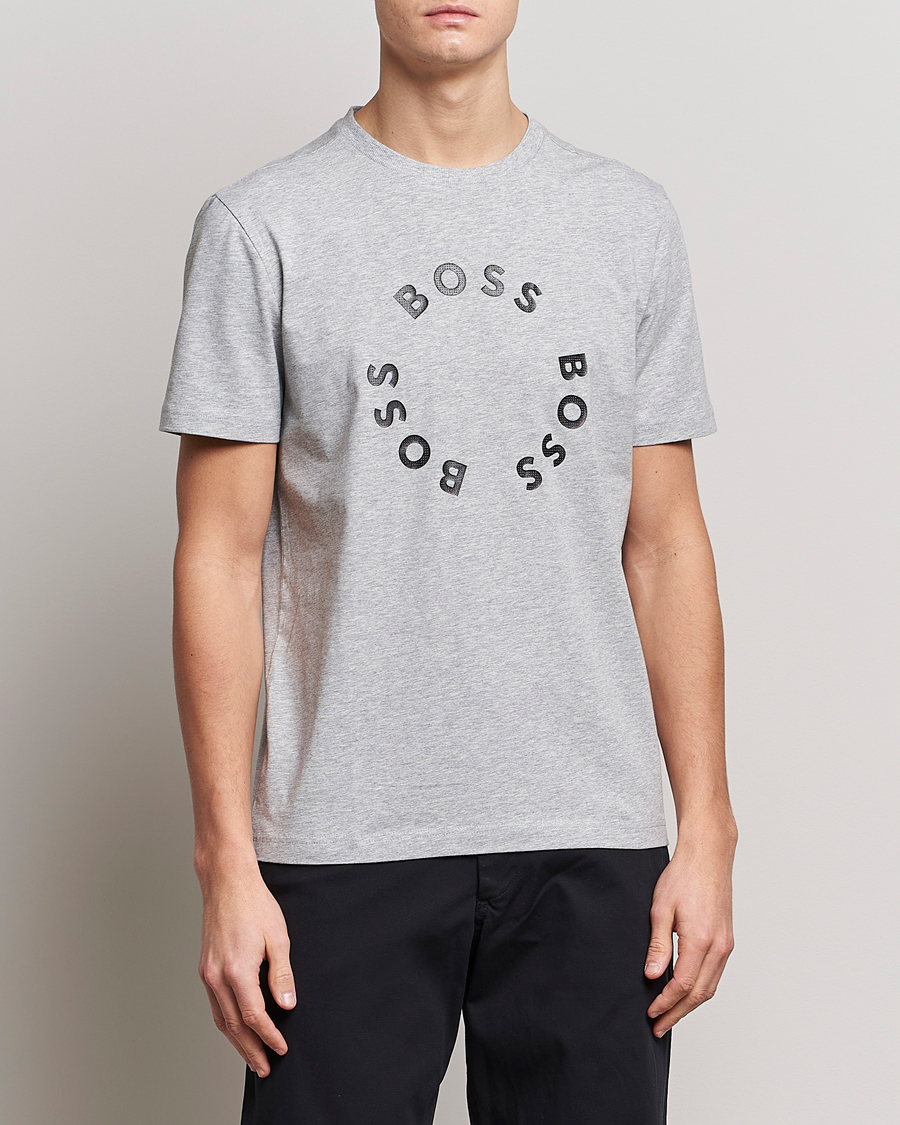 Herre | BOSS GREEN | BOSS GREEN | Circle Logo Crew Neck T-Shirt Light Grey