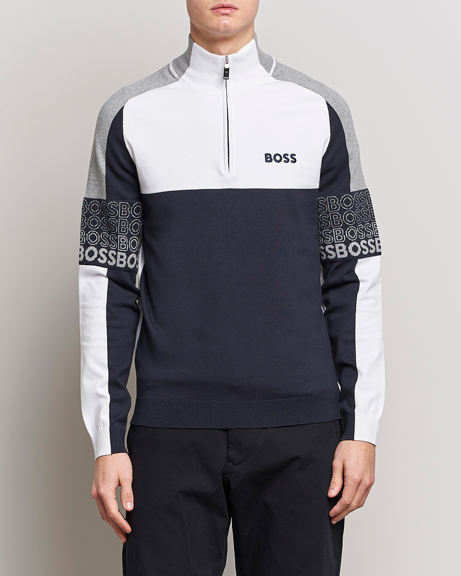 Herre | Gensere | BOSS GREEN | Zolko Knitted Half-Zip Dark Blue