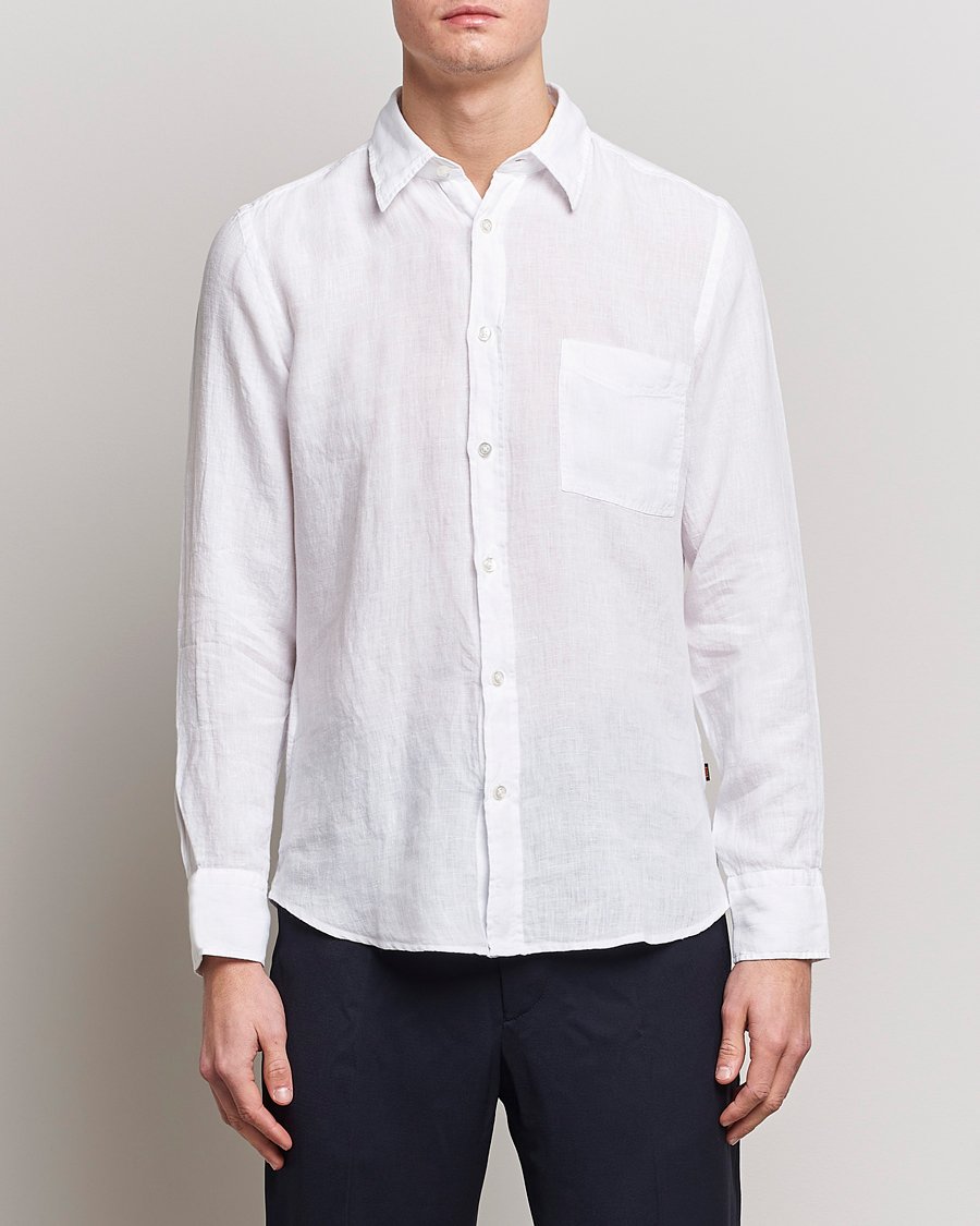 Herre | Casual | BOSS ORANGE | Relegant Linen Shirt White