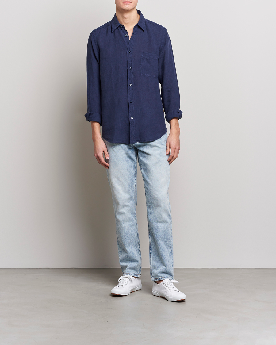 Herre | Skjorter | BOSS ORANGE | Relegant Linen Shirt Navy