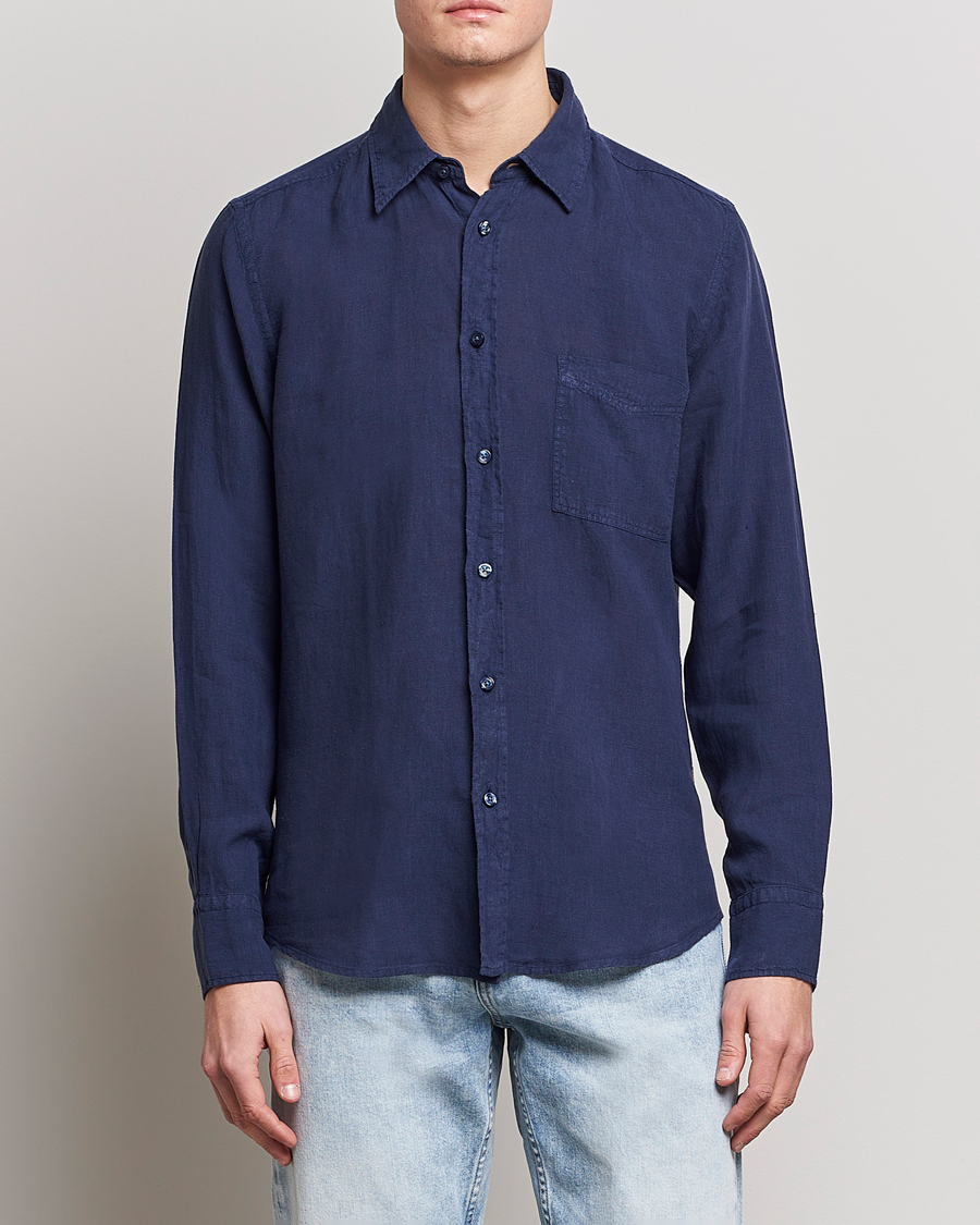 Herre | Skjorter | BOSS ORANGE | Relegant Linen Shirt Navy