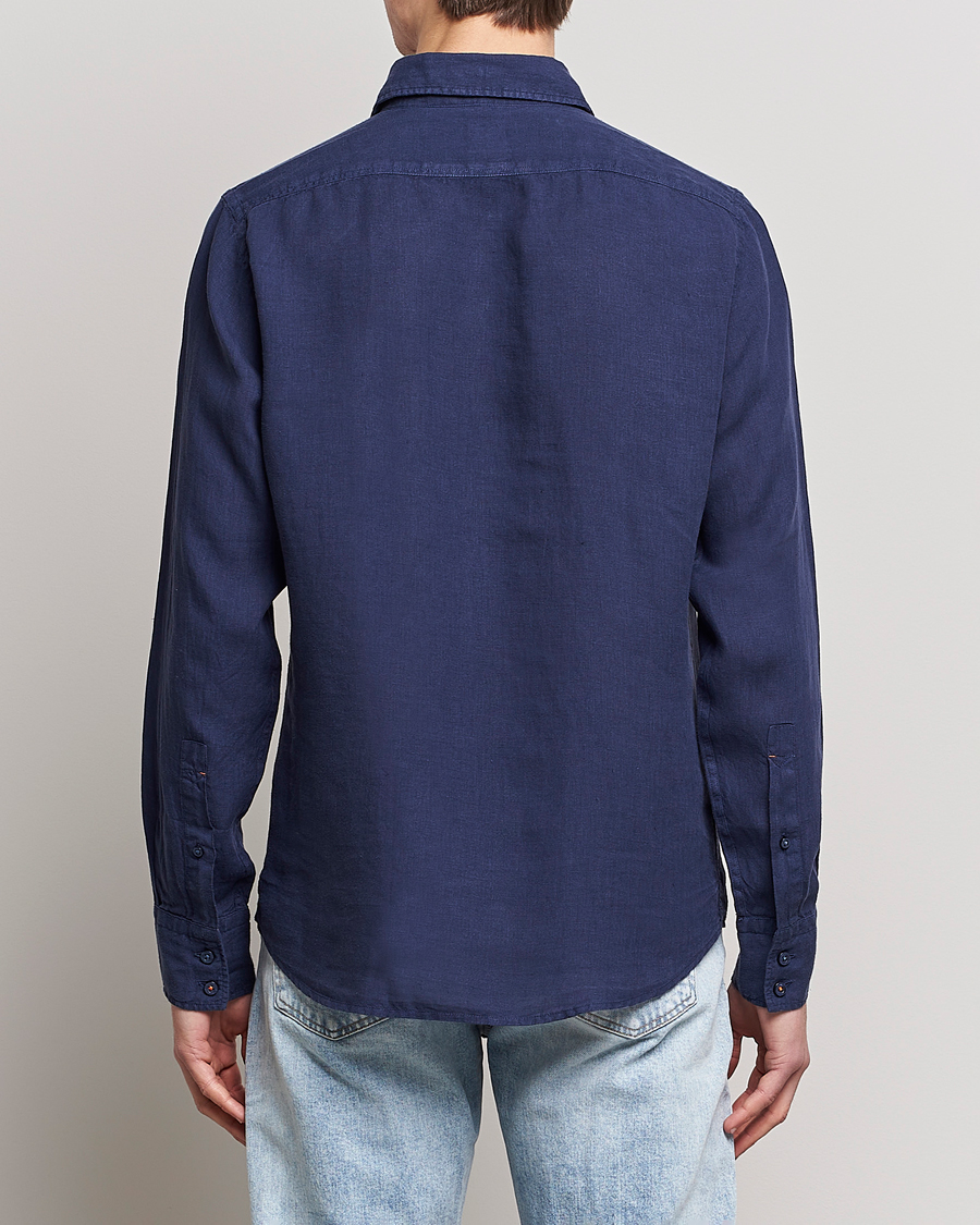 Herre | Skjorter | BOSS ORANGE | Relegant Linen Shirt Navy