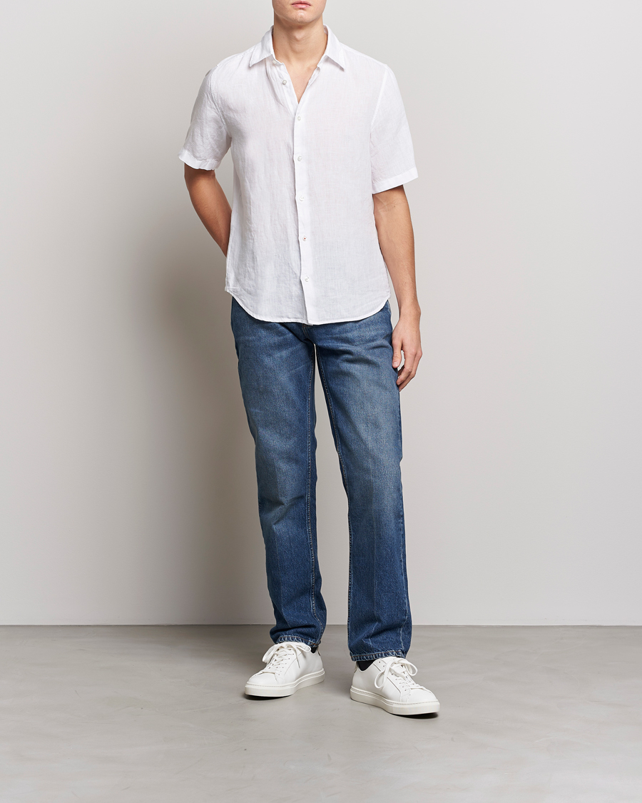 Herre | Skjorter | BOSS ORANGE | Rash Linen Short Sleeve Shirt White