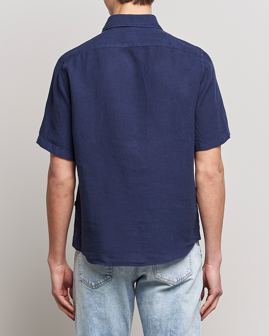 Herre | Skjorter | BOSS ORANGE | Rash Linen Short Sleeve Shirt Navy