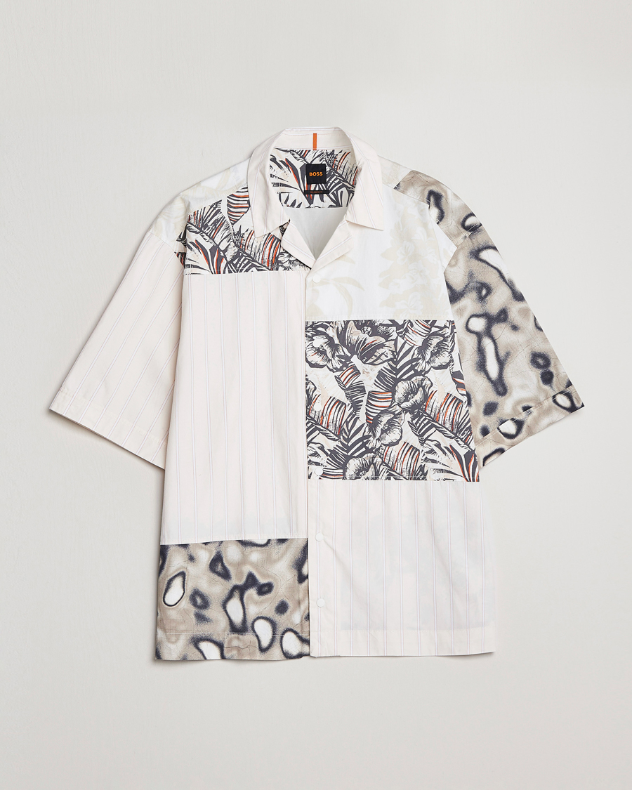 Herre | Skjorter | BOSS ORANGE | Lapis Resort Collar Printed Short Sleeve Shirt Bei