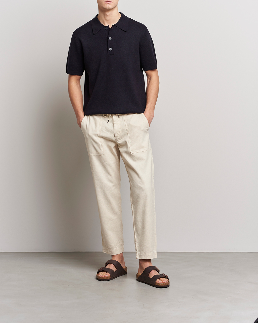 Herre | Bukser | BOSS ORANGE | Sisla Cotton/Linen Drawstring Pants Light Beige