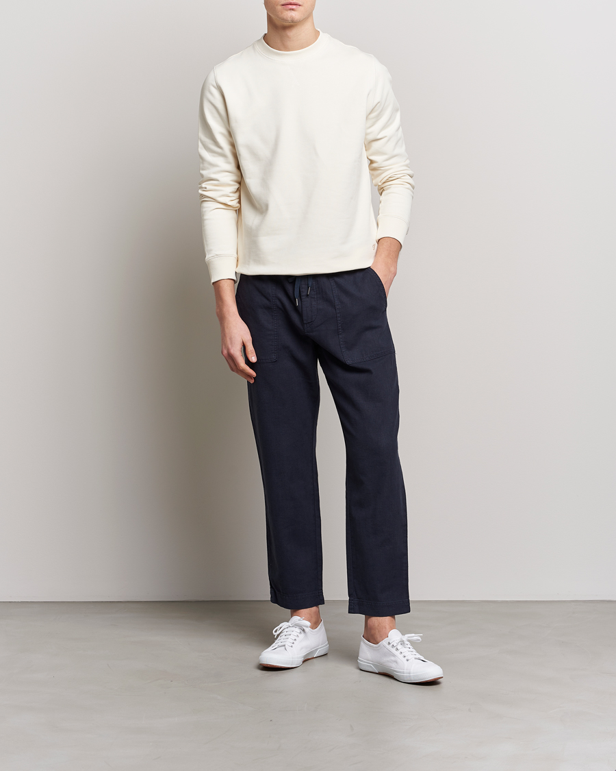 Herre | Bukser | BOSS ORANGE | Sisla Cotton/Linen Drawstring Pants Dark Blue