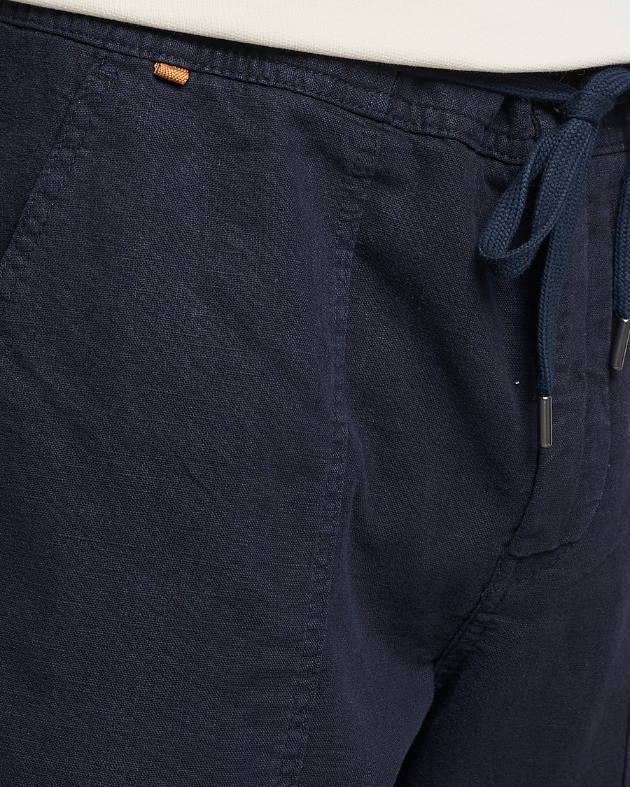 Herre | Bukser | BOSS ORANGE | Sisla Cotton/Linen Drawstring Pants Dark Blue