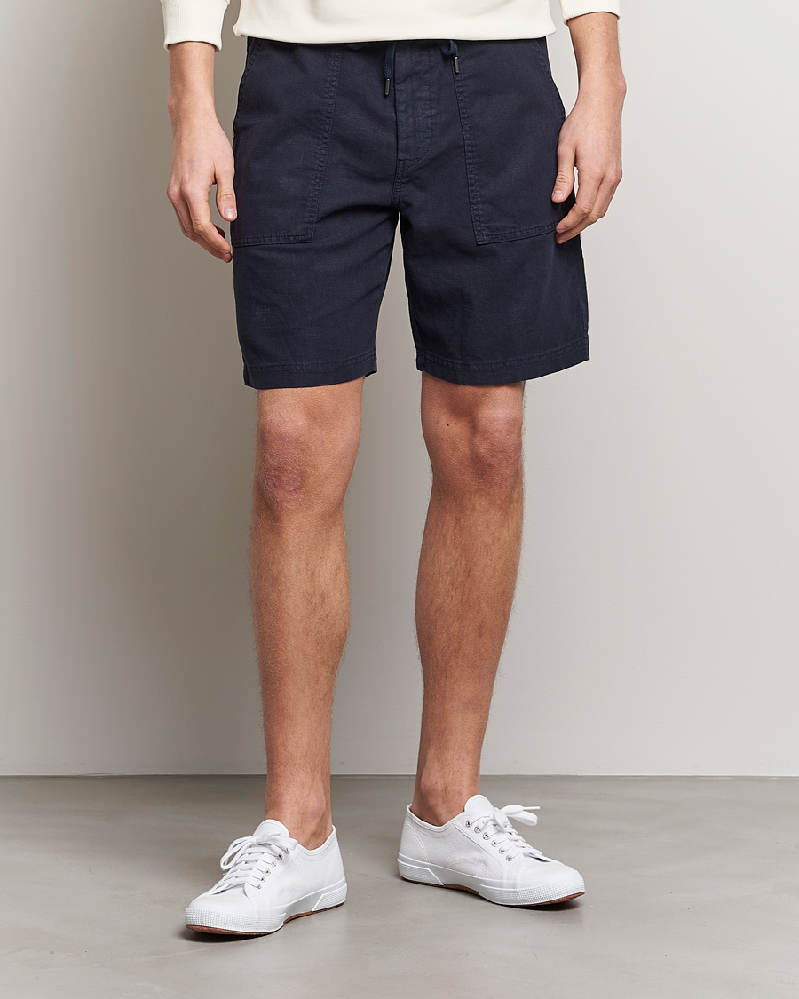 Herre |  | BOSS ORANGE | Sisla Cotton/Linen Drawstring Shorts Dark Blue