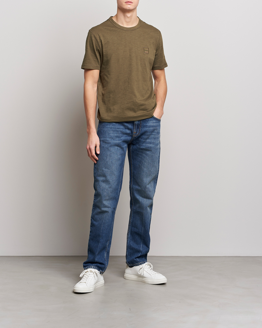 Herre | T-Shirts | BOSS ORANGE | Tegood Slub Crew Neck T-Shirt Dark Green