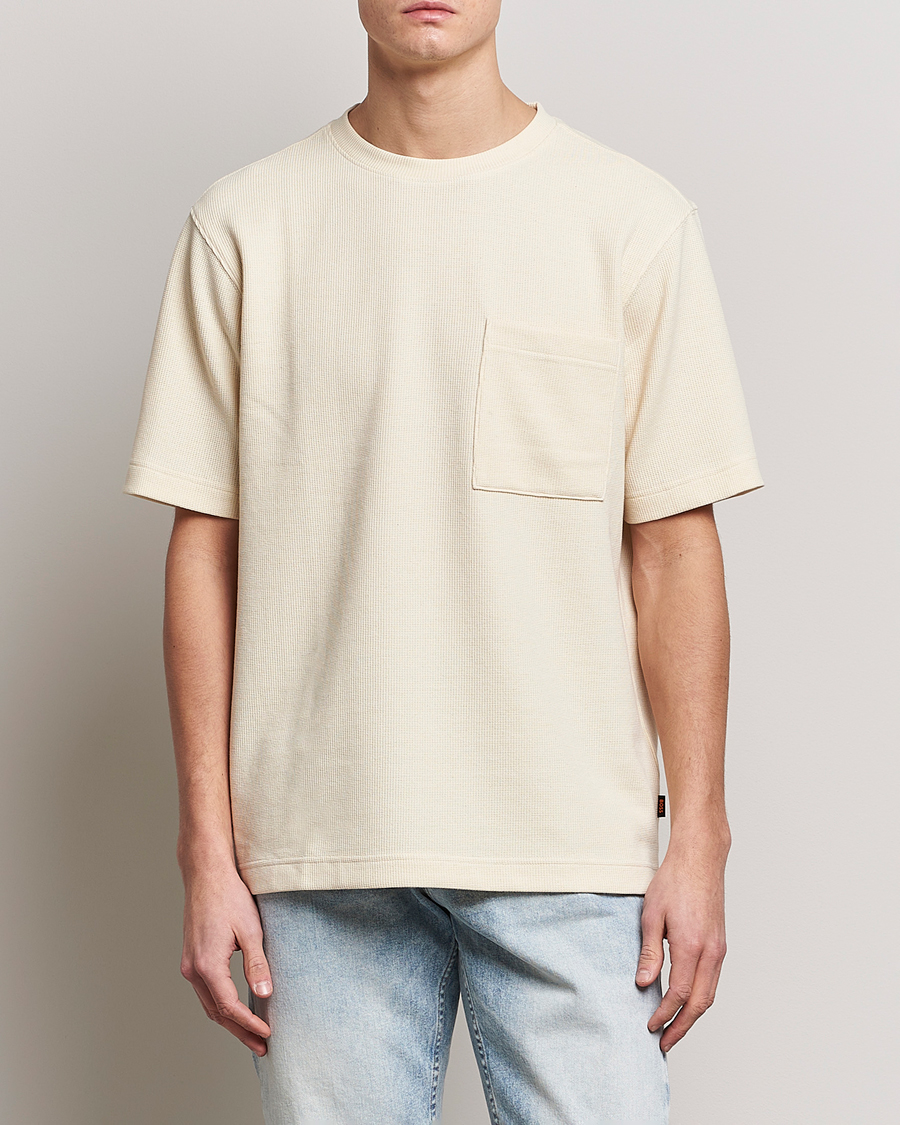 Herre | T-Shirts | BOSS ORANGE | Tempesto Knitted Crew Neck T-Shirt Light Beige