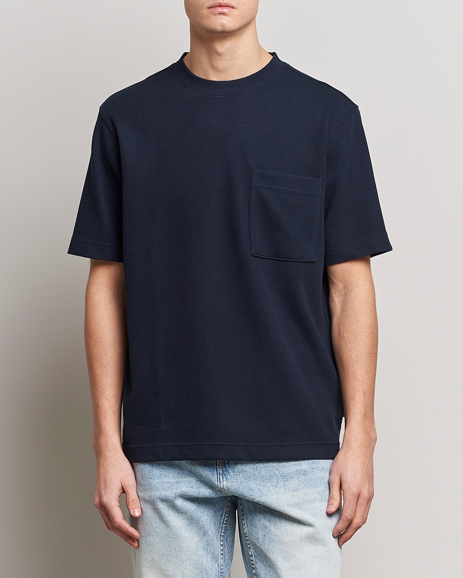 Herre | BOSS ORANGE | BOSS ORANGE | Tempesto Knitted Crew Neck T-Shirt Dark Blue