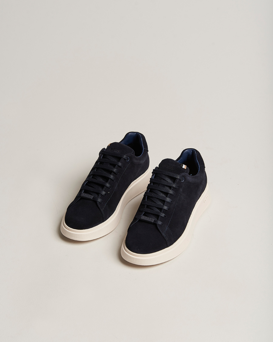 Herre | | BOSS BLACK | Bulton Suede Sneaker Dark Blue