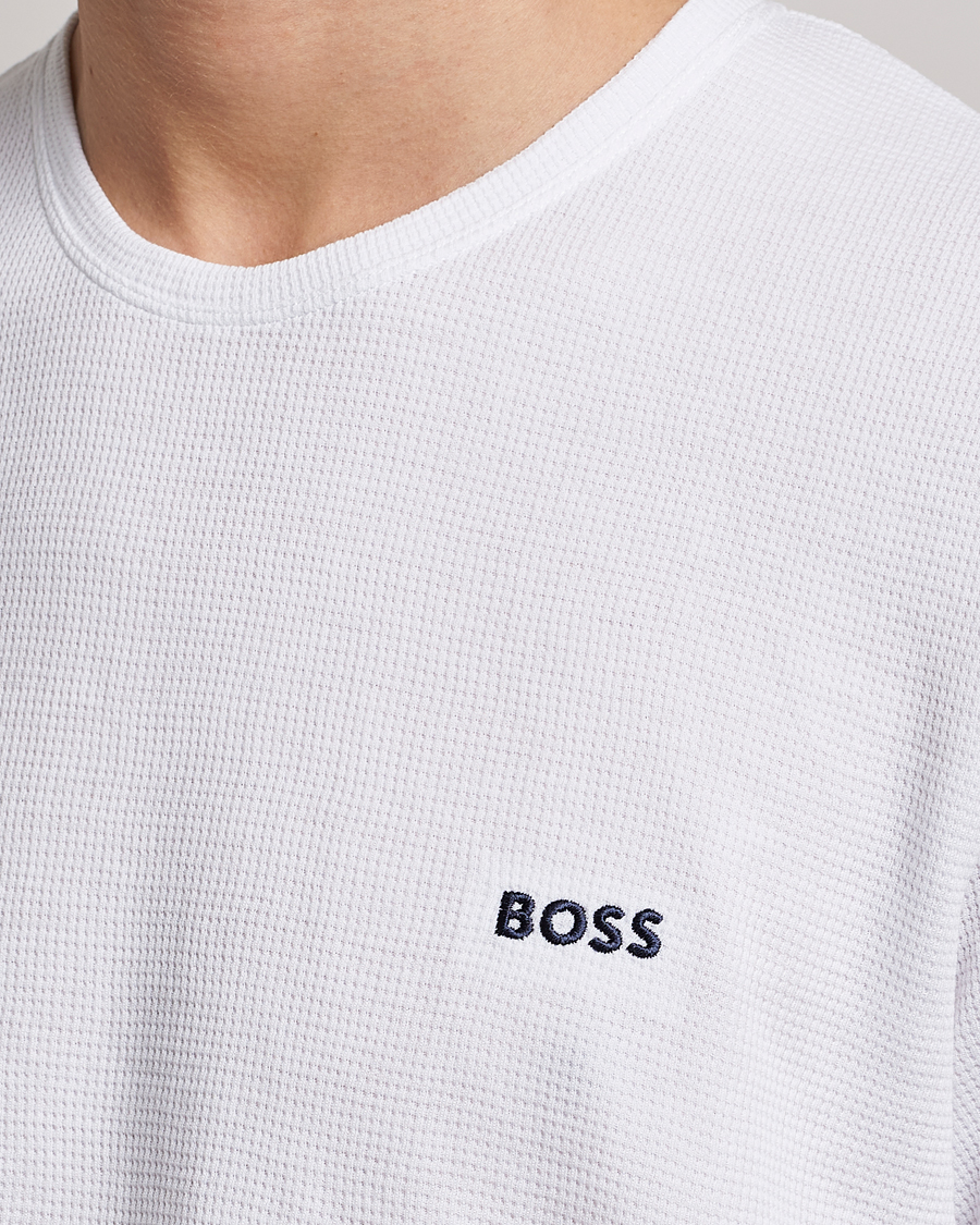 Herre | T-Shirts | BOSS BLACK | Waffle Logo Crew Neck T-Shirt Open White