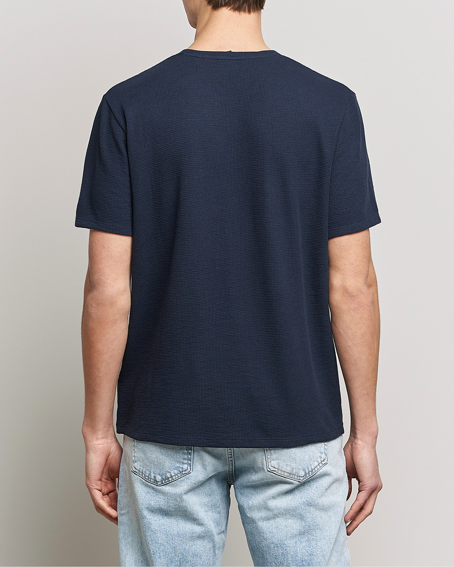 Herre | T-Shirts | BOSS BLACK | Waffle Logo Crew Neck T-Shirt Dark Blue