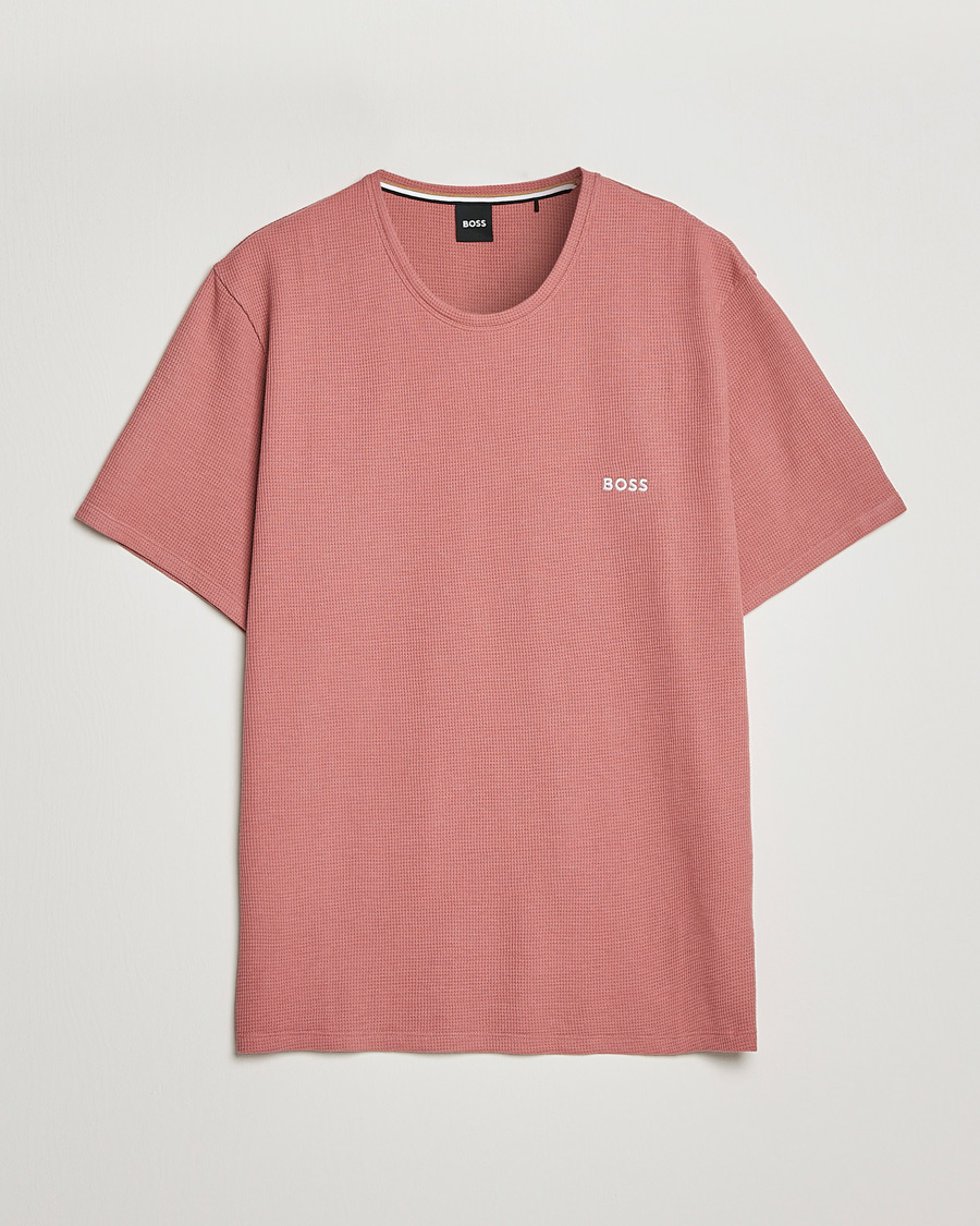 Herre | T-Shirts | BOSS BLACK | Waffle Logo Crew Neck T-Shirt Open Pink