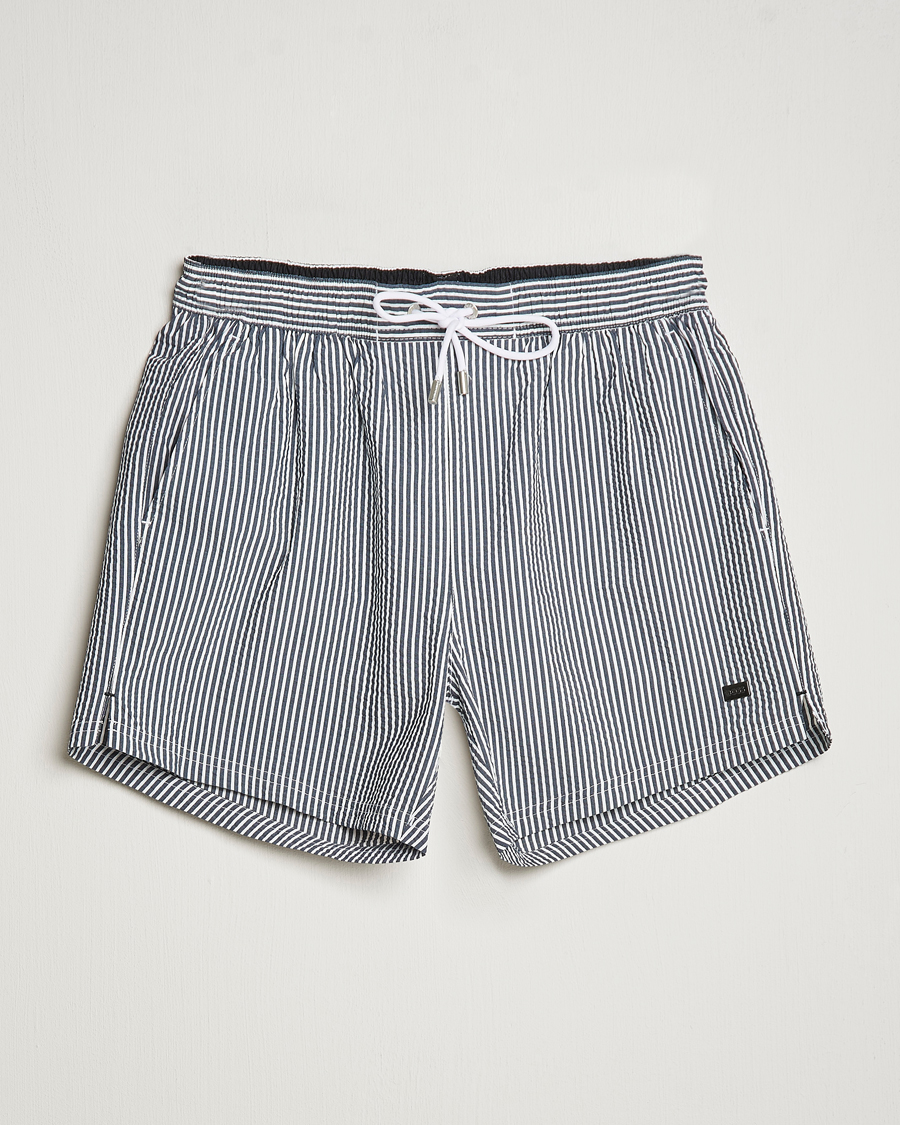 Herre | Badeshorts | BOSS BLACK | Velvetfish Seersucker Swimshorts Black/White