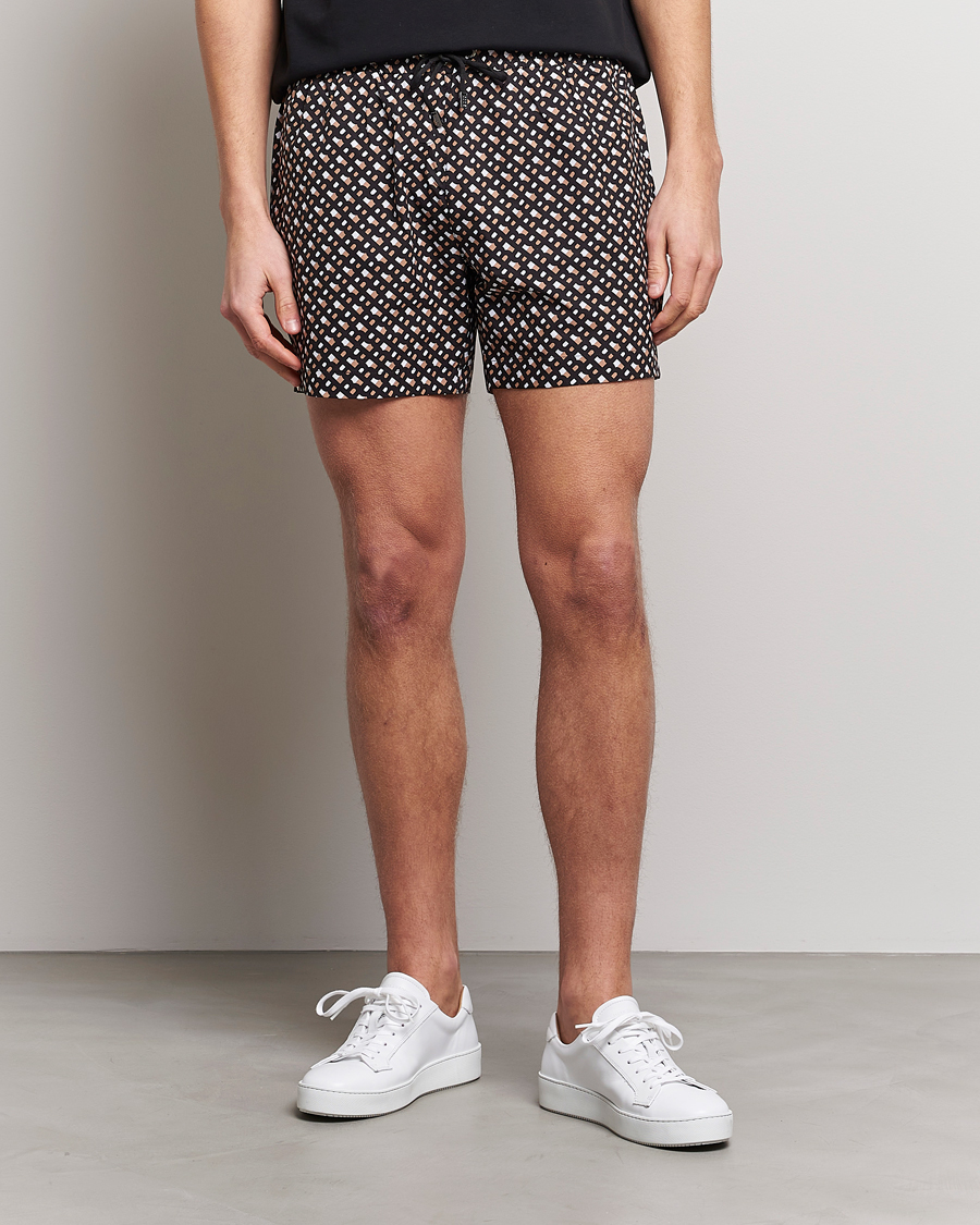 Herre | Badeshorts | BOSS BLACK | Manu Monogram Logo Swimshorts Black