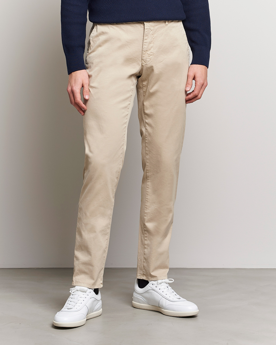 Herre | Bukser | Incotex | Slim Fit Garment Dyed Slacks Beige