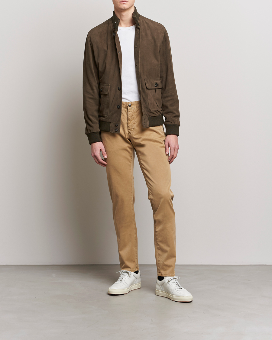 Herre | Bukser | Incotex | Slim Fit Garment Dyed Slacks Khaki