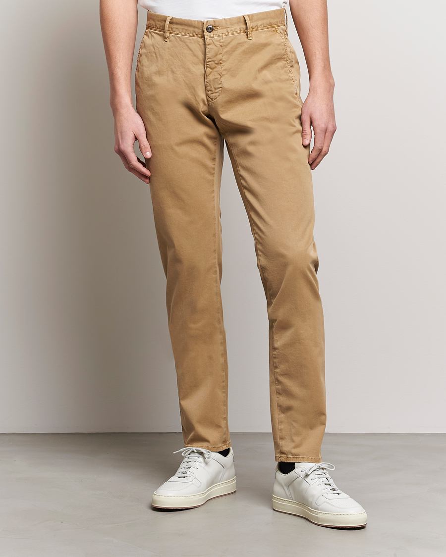 Herre | Bukser | Incotex | Slim Fit Garment Dyed Slacks Khaki