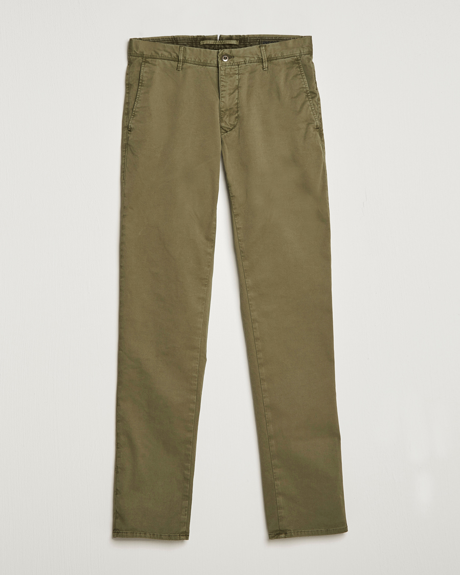 Herre | Bukser | Incotex | Slim Fit Garment Dyed Slacks Olive