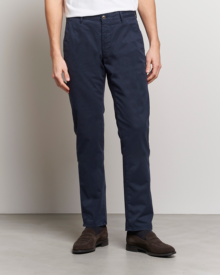 Herre |  | Incotex | Slim Fit Garment Dyed Slacks Navy