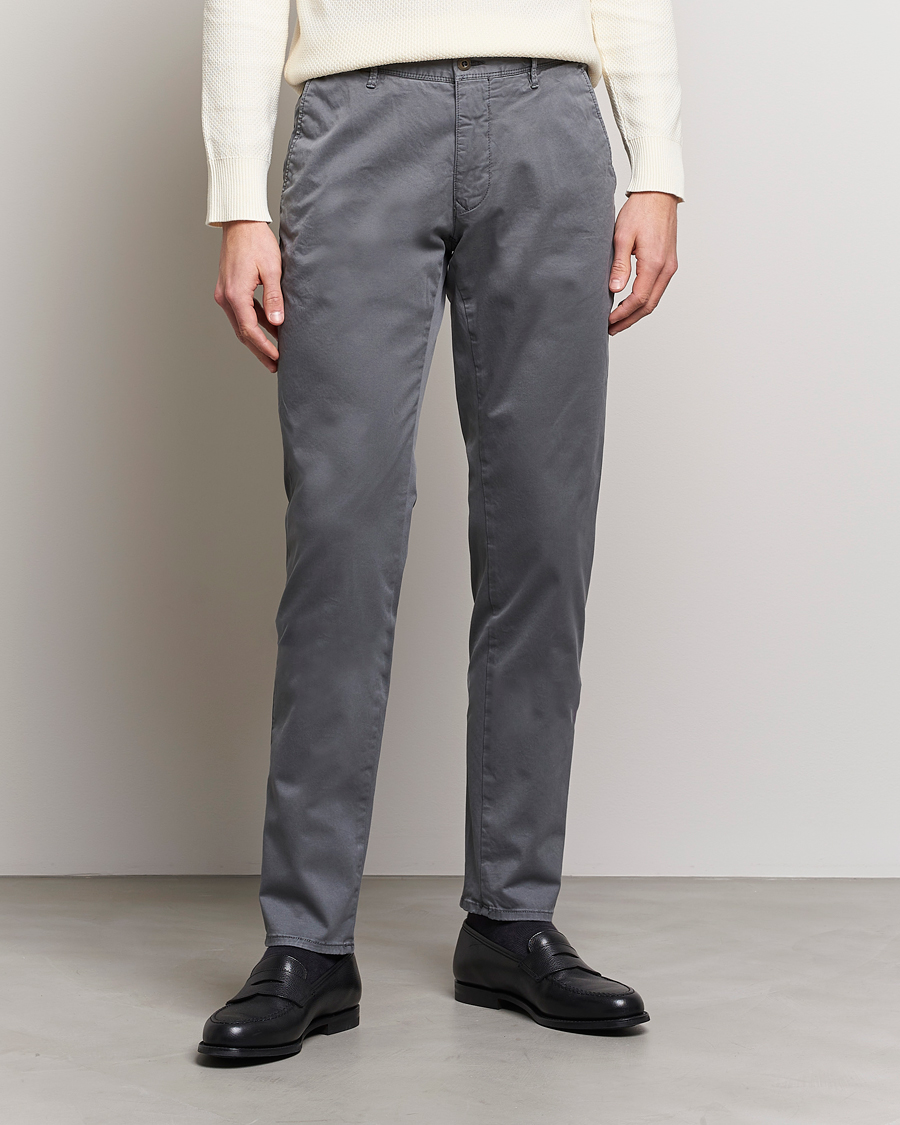 Herre | Chinos | Incotex | Slim Fit Garment Dyed Slacks Dark Grey