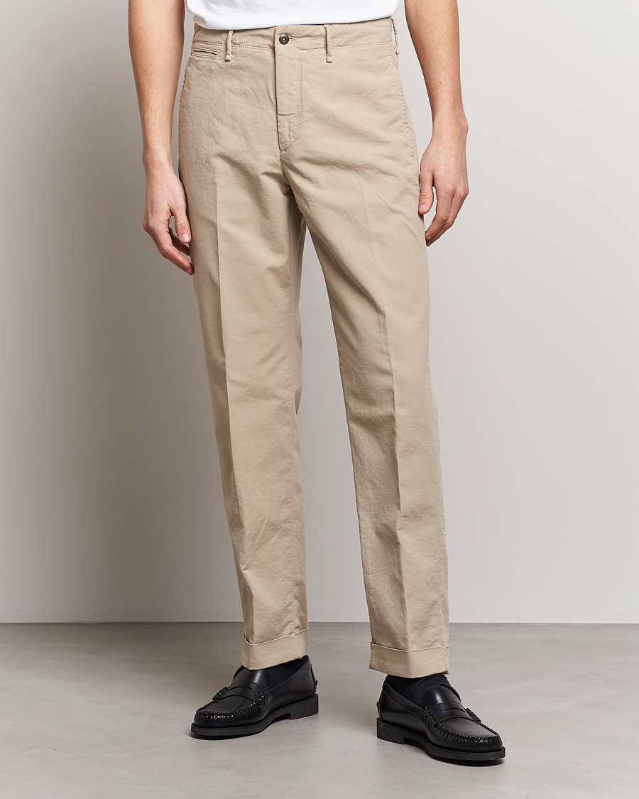 Herre | | Incotex | Regular Fit Cotton Stretch Slacks Beige