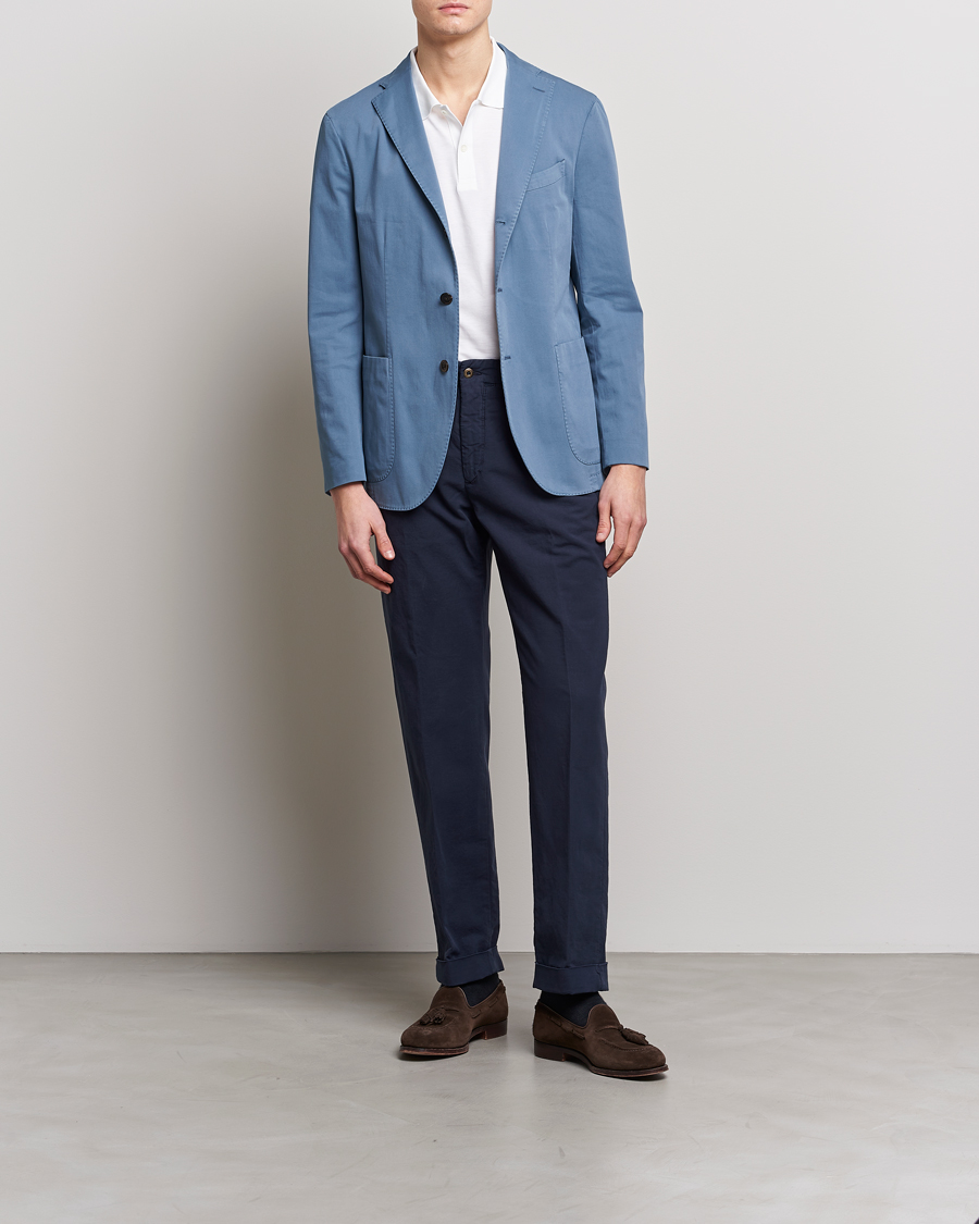 Herre | Bukser | Incotex | Regular Fit Cotton Stretch Slacks Navy