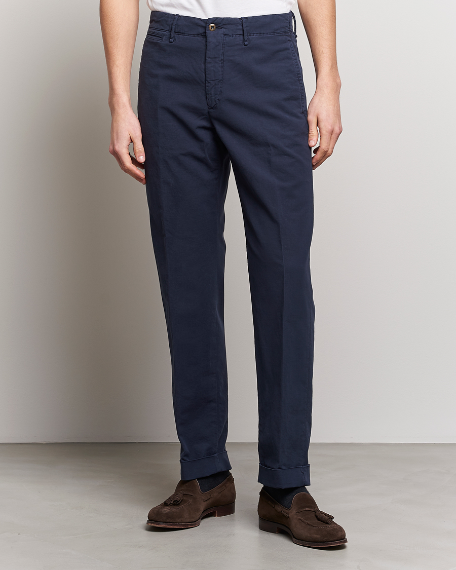Herre | Bukser | Incotex | Regular Fit Cotton Stretch Slacks Navy