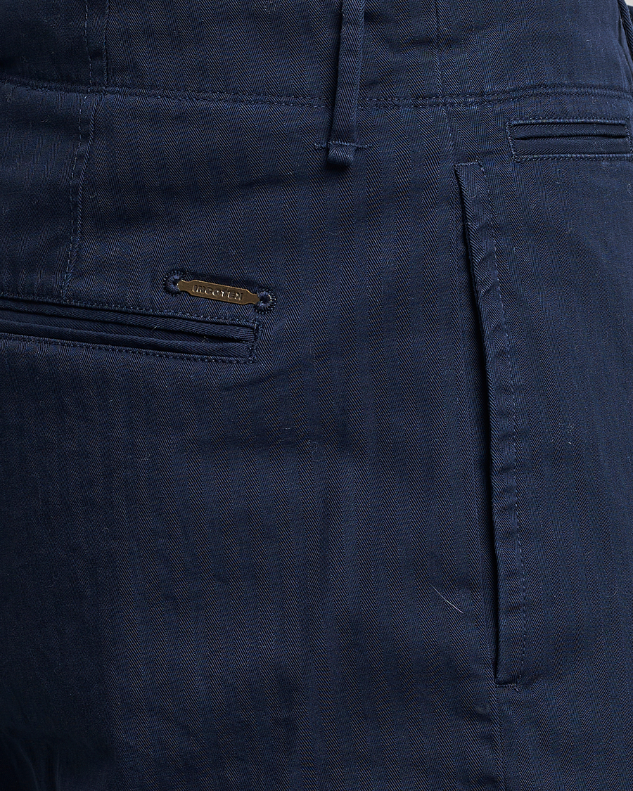 Herre | Bukser | Incotex | Regular Fit Herringbone Chinos Navy