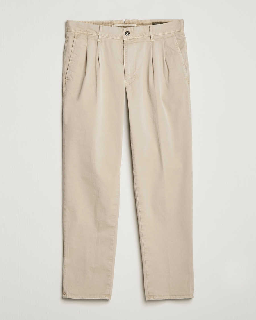 Herre | Bukser | Incotex | Tapered Fit Pleated Slacks Beige