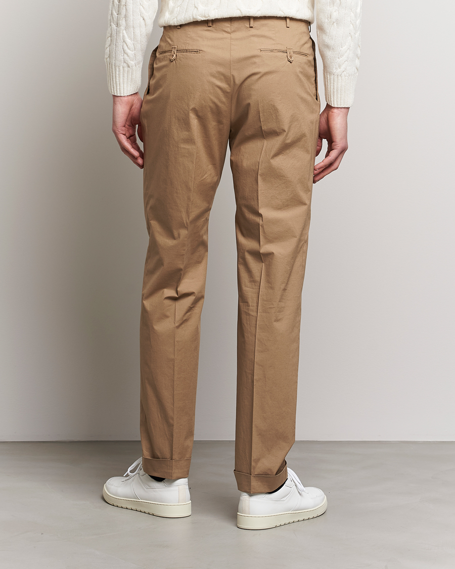 Herre | Bukser | Incotex | Carrot Fit Popelino Lightweight Cotton Trousers Khaki
