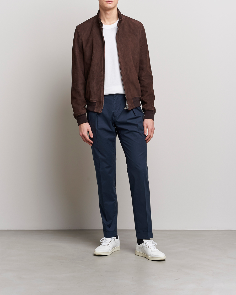 Herre | Bukser | Incotex | Carrot Fit Popelino Lightweight Cotton Trousers Navy